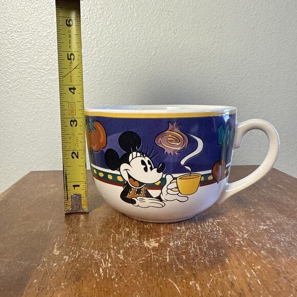 DISNEY Large Latte Cup & Saucer Minnie Mouse Vegetable Soup‎ Coffee Mug - Picture 3 of 9